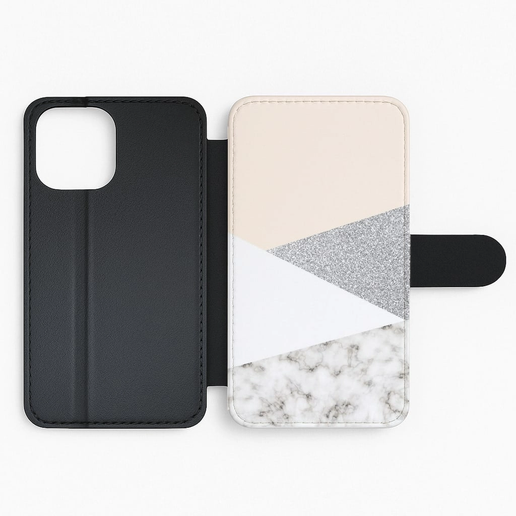 Abstract Marble and Silver Pattern Flip / Wallet Phone Case Color Finish Minimal Comfort