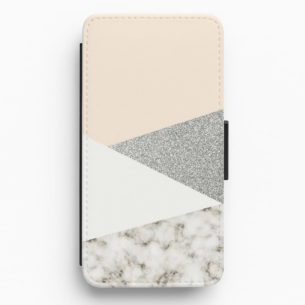 Abstract Marble and Silver Pattern Flip / Wallet Phone Case Stylish Surface Design