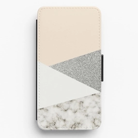 Abstract Marble and Silver Pattern Flip / Wallet Phone Case Stylish Surface Design