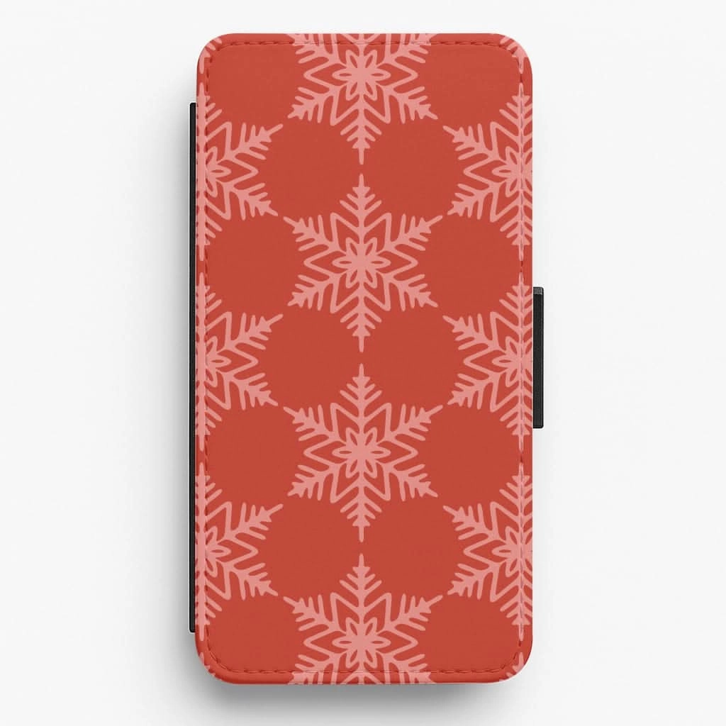 Red Giant Snowflakes Christmas Pattern Flip / Wallet Phone Case Protective Pattern Fashion Statement