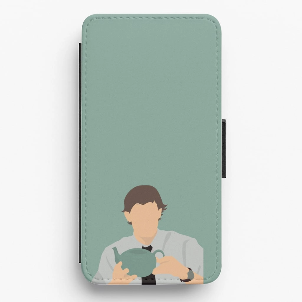 Smooth Form Texture Hybrid Material Jim's Tea Pot For Pam Flip / Wallet Phone Case