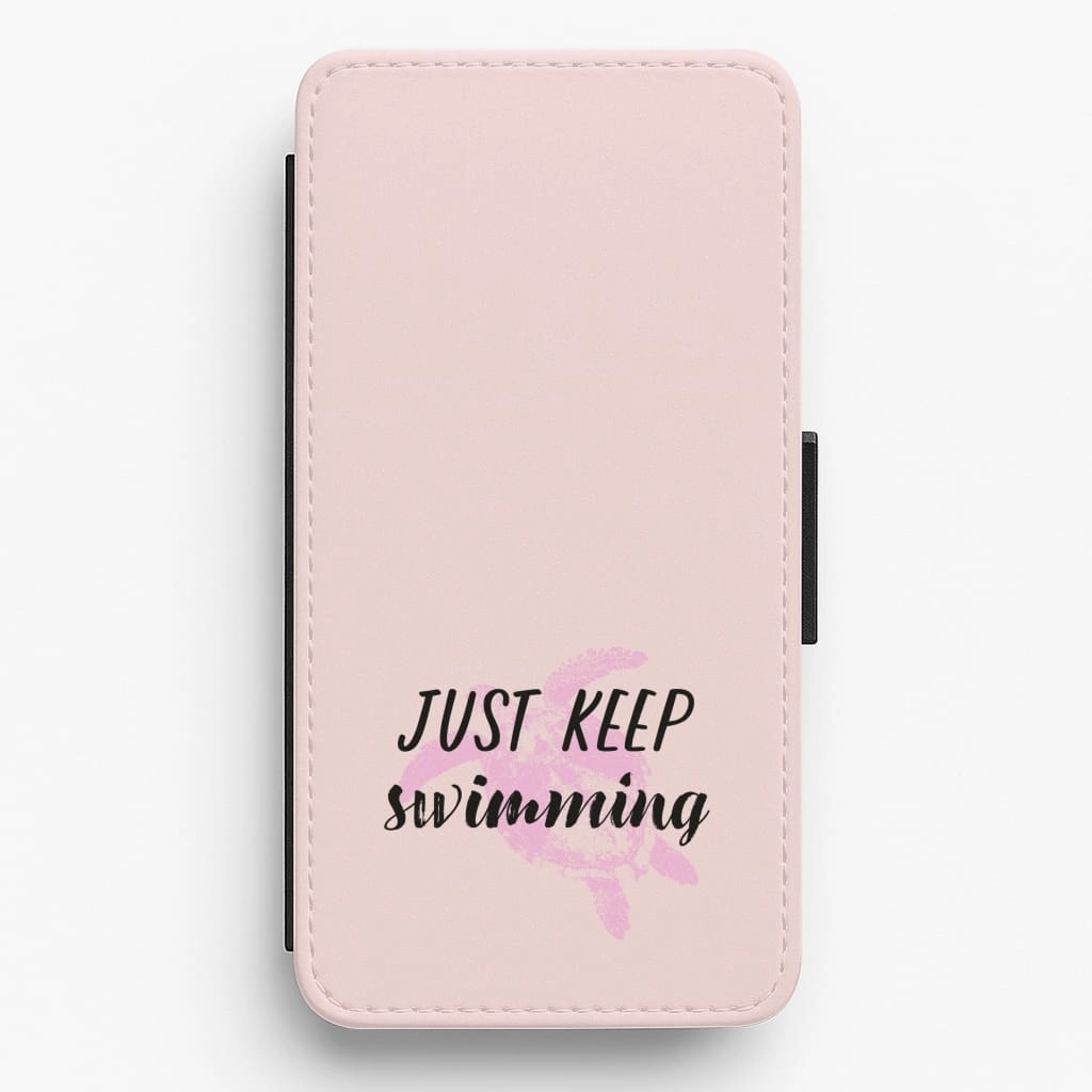 Just Keep Swimming - Summer Flip / Wallet Phone Case Flexible Feel Matte Design Texture