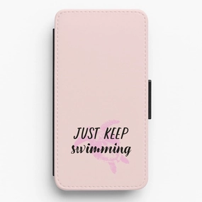 Just Keep Swimming - Summer Flip / Wallet Phone Case Flexible Feel Matte Design Texture