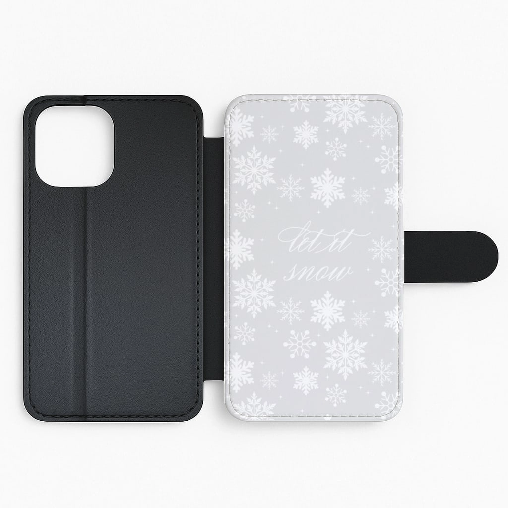Let It Snow Christmas Pattern Flip / Wallet Phone Case Slim Feel