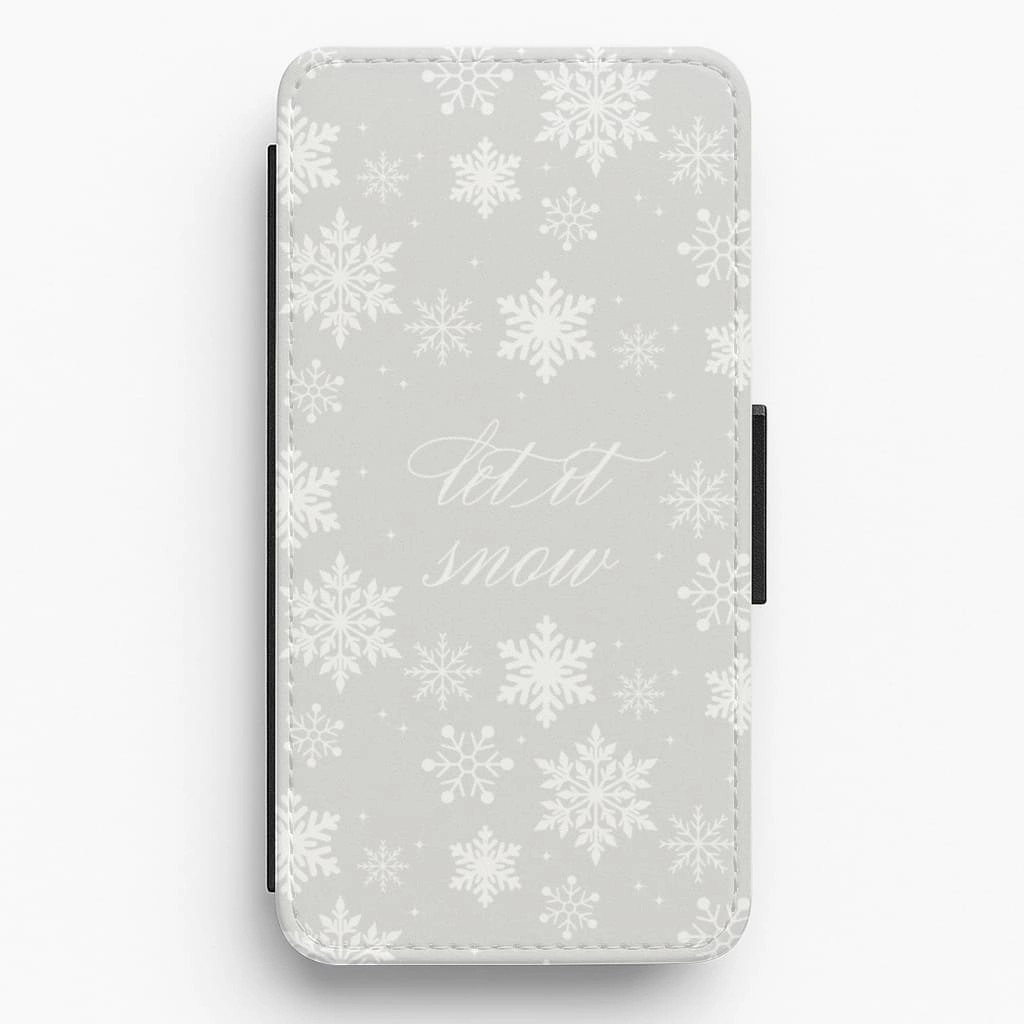 Smooth Feel Shock Proof Let It Snow Christmas Pattern Flip / Wallet Phone Case