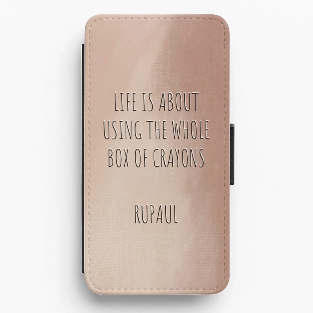 Life Is About Using The Whole Box Of Crayons - RuPaul Flip / Wallet Phone Case Glossy Pattern Matte Protection