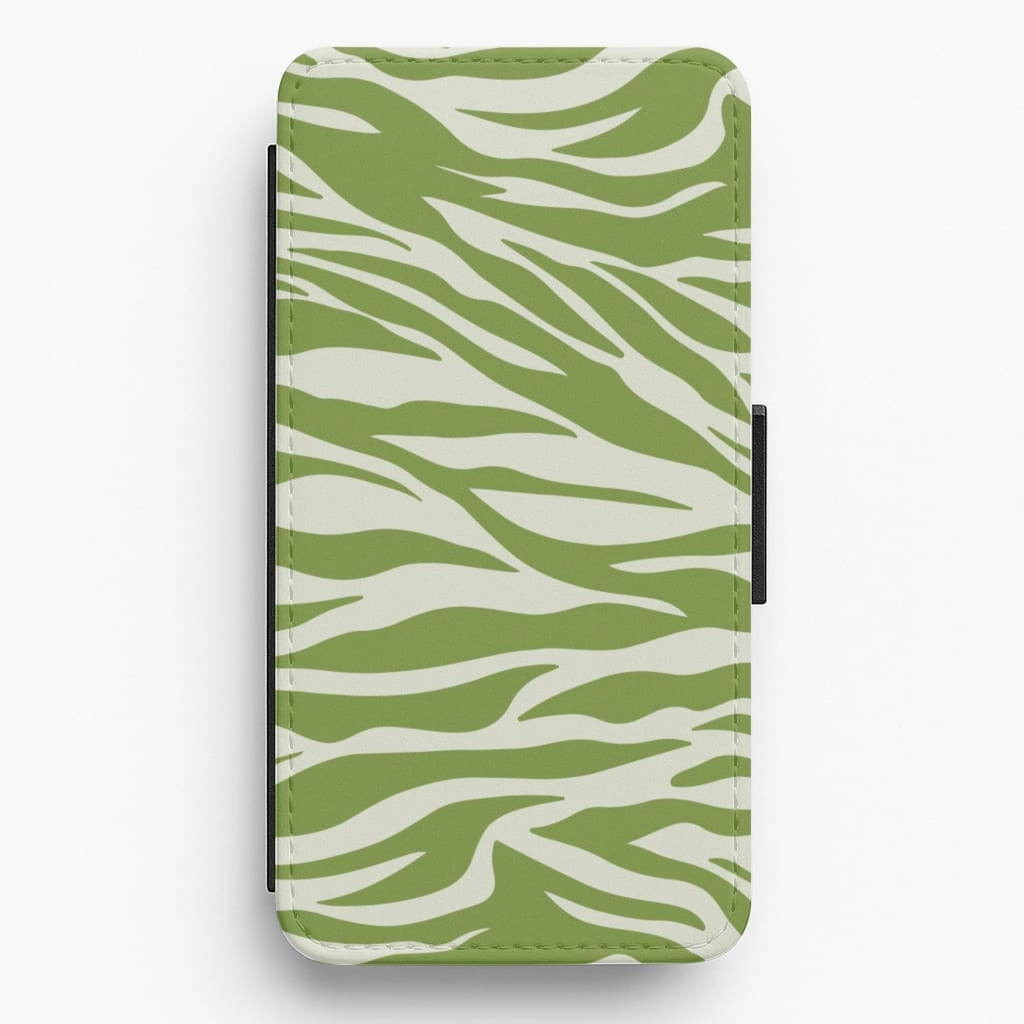Abstract Green Print Flip / Wallet Phone Case Strong material