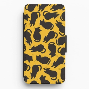 Black Cat Silhouettes Pattern Flip / Wallet Phone Case Refined Form Comfort Layer Texture