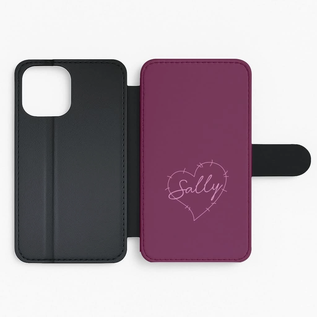 Stylish Finish Stitched Heart Sally Flip / Wallet Phone Case