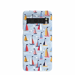 Sleek Edge Design Powder Blue Sails and Seagulls Google Pixel 8 Pro Case