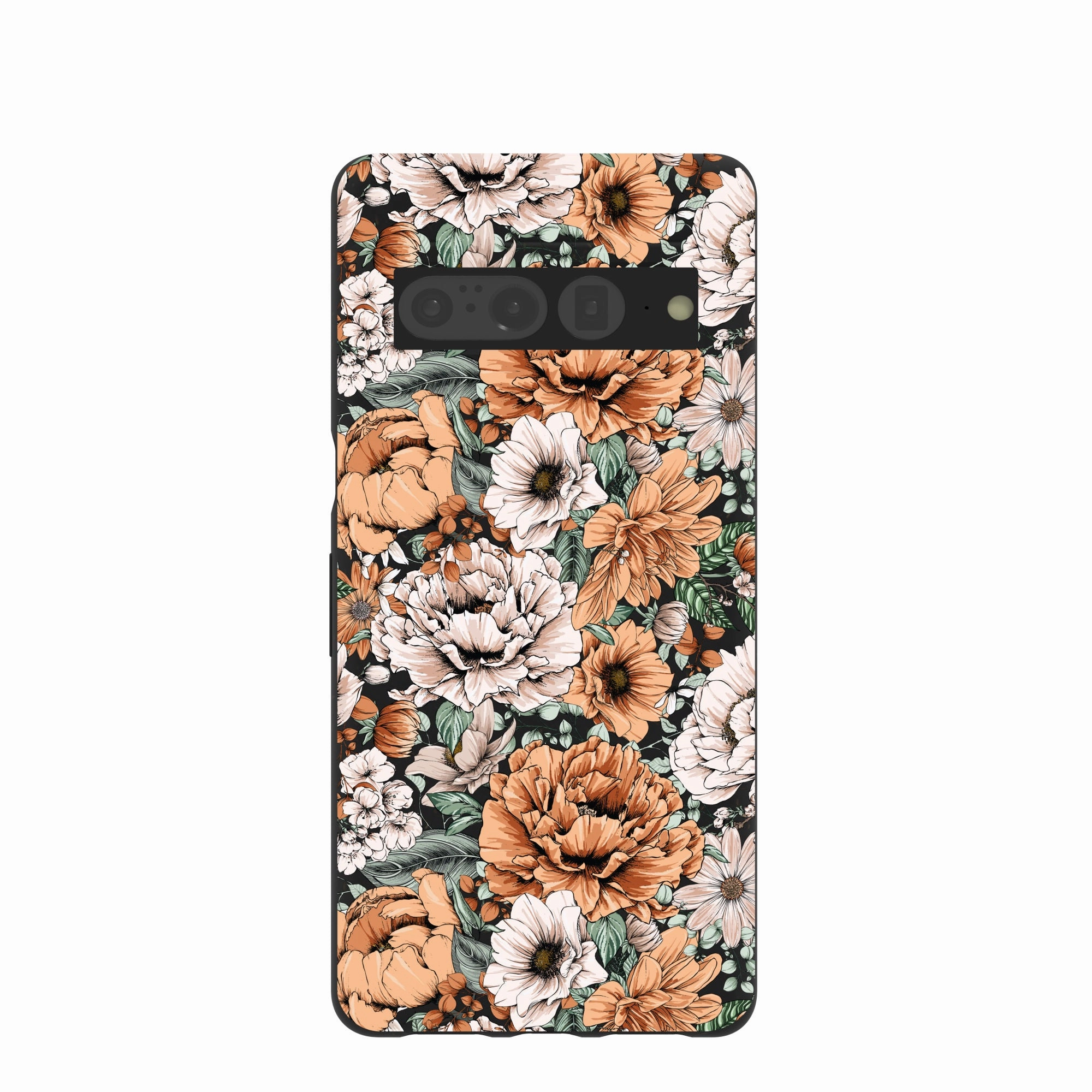 Professional Look Trendy Design Black Peachy Peonies Google Pixel 7 Pro Case