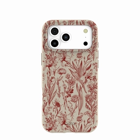 Rugged Frame Design London Fog Crimson Bouquet iPhone 17 Pro Max Case