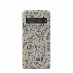 Clear Back London Fog Indigo Bouquet Google Pixel 7 Pro Case