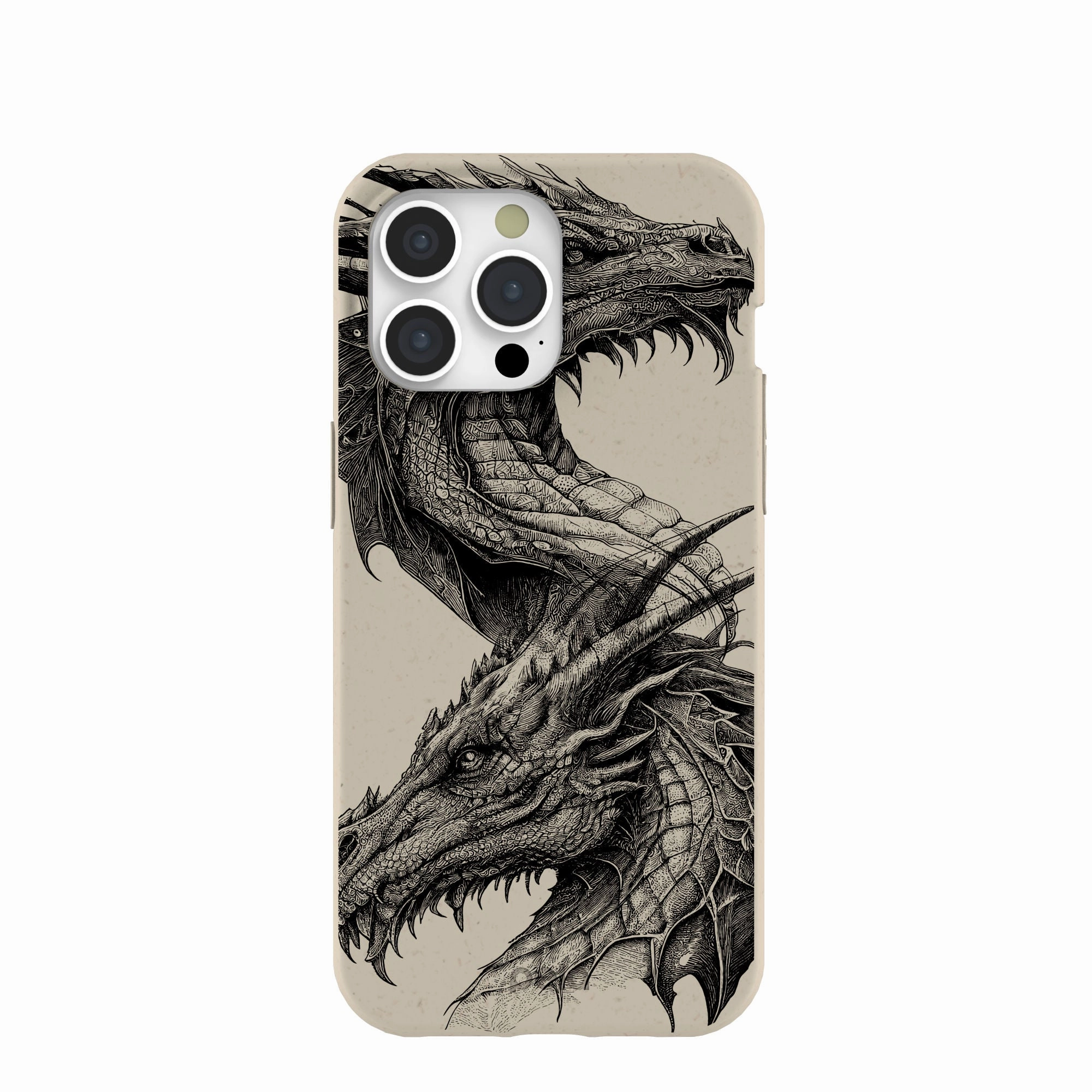 London Fog Twin Dragons iPhone 15 Pro Max Case Hybrid Grip Finish