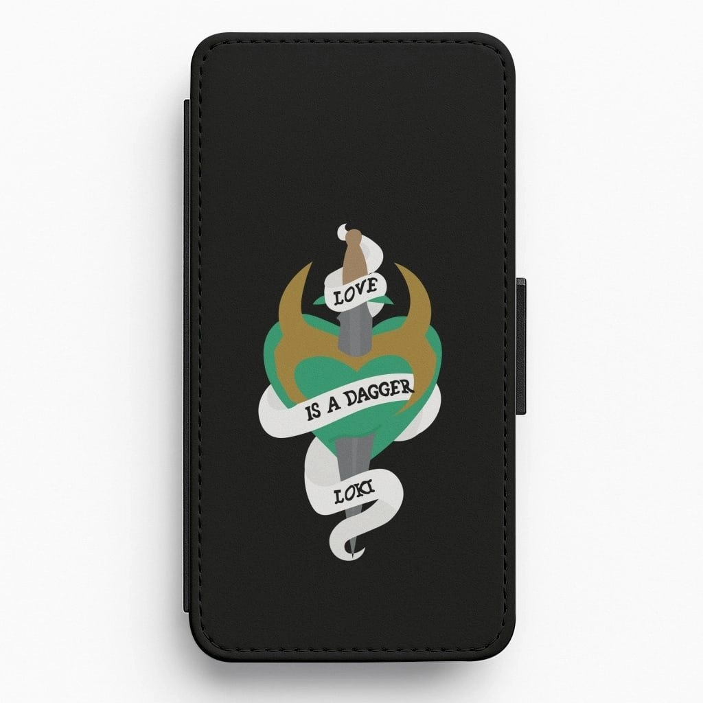 Durable Surface Love Is A Dagger Flip / Wallet Phone Case