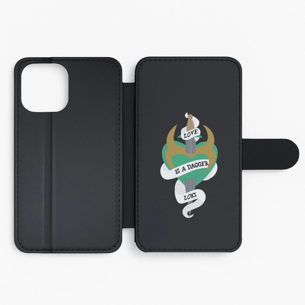 Love Is A Dagger Flip / Wallet Phone Case Premium Detail Finish Hybrid Form