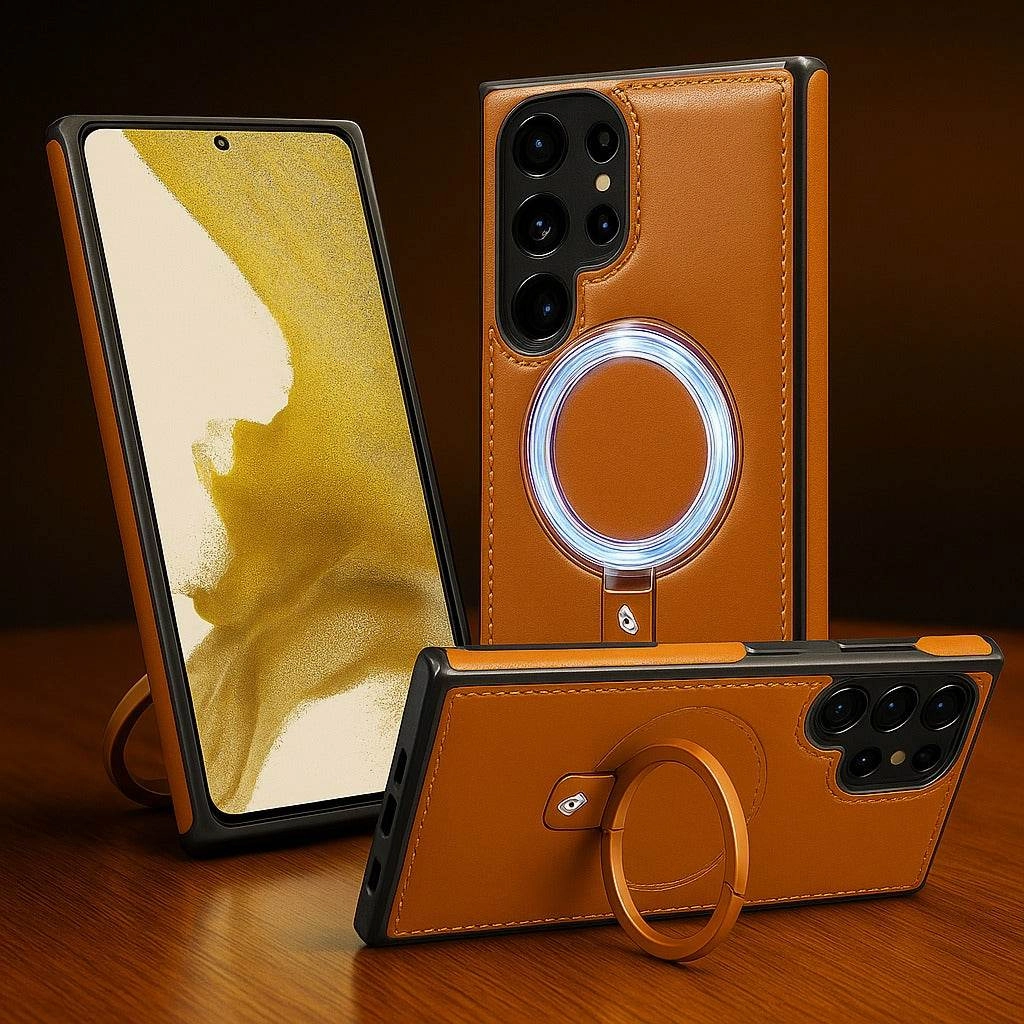 Luxe Leather Magnetic Ring Holder Case - Samsung Matte Touch