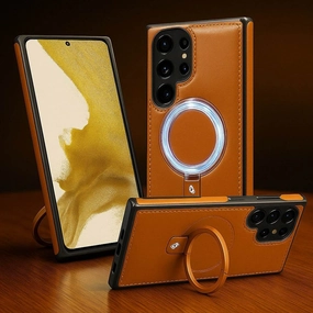 Luxe Leather Magnetic Ring Holder Case - Samsung Matte Touch