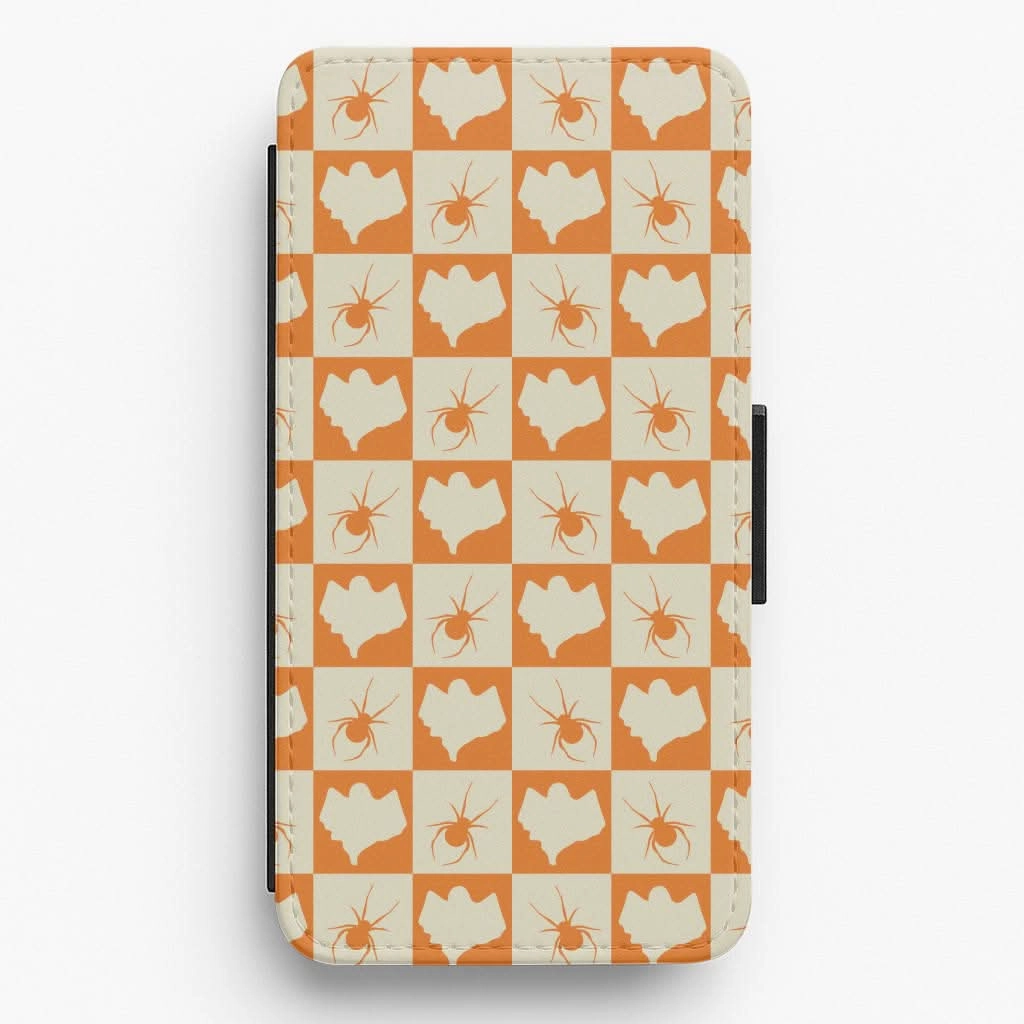 Subtle Touch Spiders And Ghosts Checkered Pattern II Flip / Wallet Phone Case