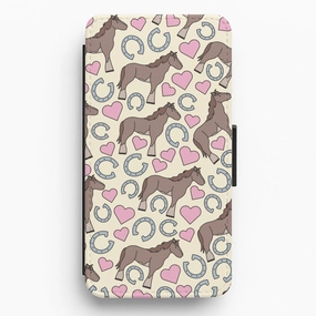 Horses And Horseshoes Pattern - Horses Flip / Wallet Phone Case Phone Accessory Luxury Grip