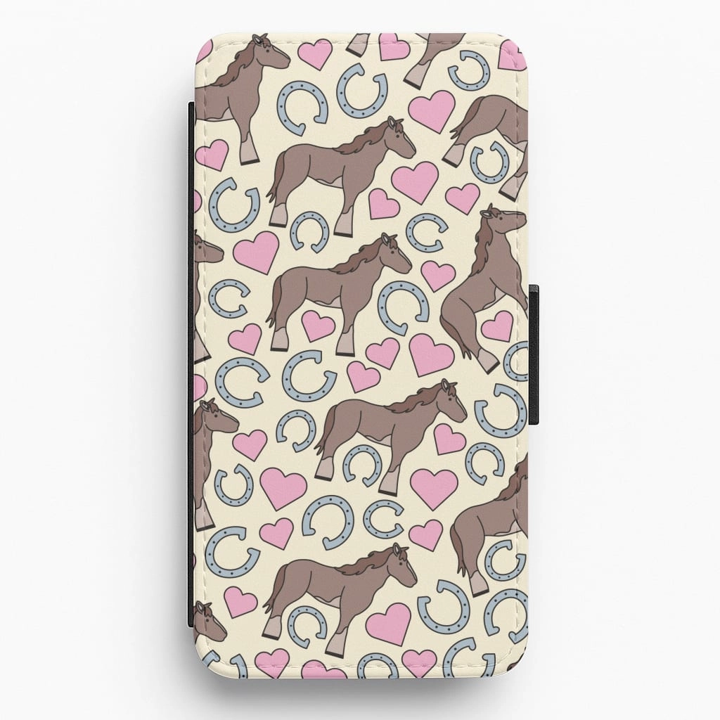 Horses And Horseshoes Pattern - Horses Flip / Wallet Phone Case Phone Accessory Luxury Grip