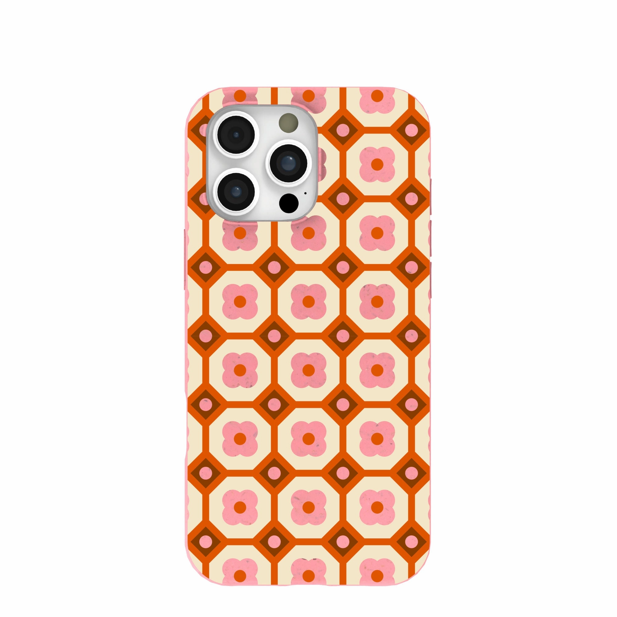 Premium Pattern Design Bubblegum Pink Retro Tiles iPhone 16 Pro Max Case