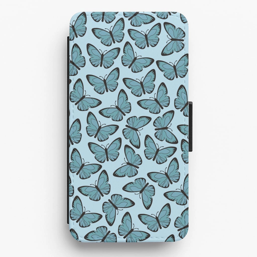 Blue Butterfly - Butterfly Patterns Flip / Wallet Phone Case Durable Surface Design High Quality