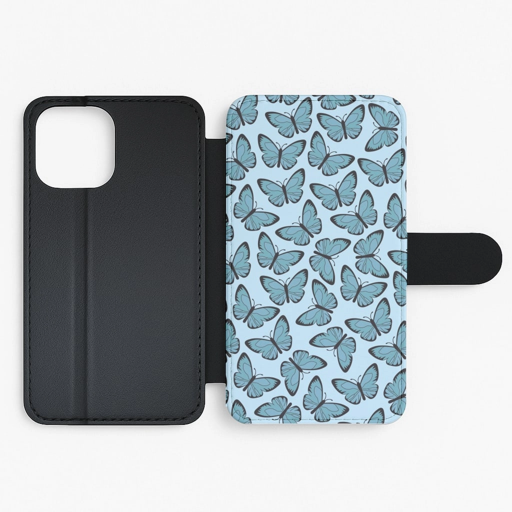 Durable Layer Blue Butterfly - Butterfly Patterns Flip / Wallet Phone Case