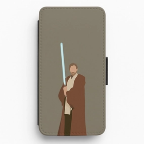 Kenobi Blue Lightsaber Flip / Wallet Phone Case Protective Form Fit