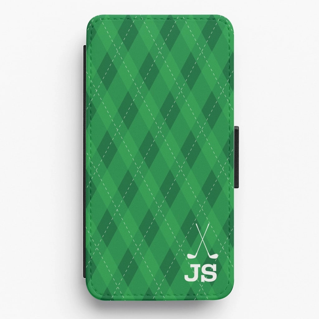 Matte Protection Personalised Golf Pattern Flip / Wallet Phone Case
