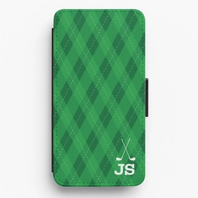 Matte Protection Personalised Golf Pattern Flip / Wallet Phone Case