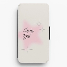 Lucky Girl - Clean Girl Aesthetic Flip / Wallet Phone Case custom design