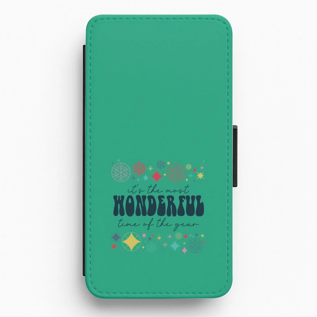 Classic Design The Most Wonderful Time Of The Year Geometric Flip / Wallet Phone Case