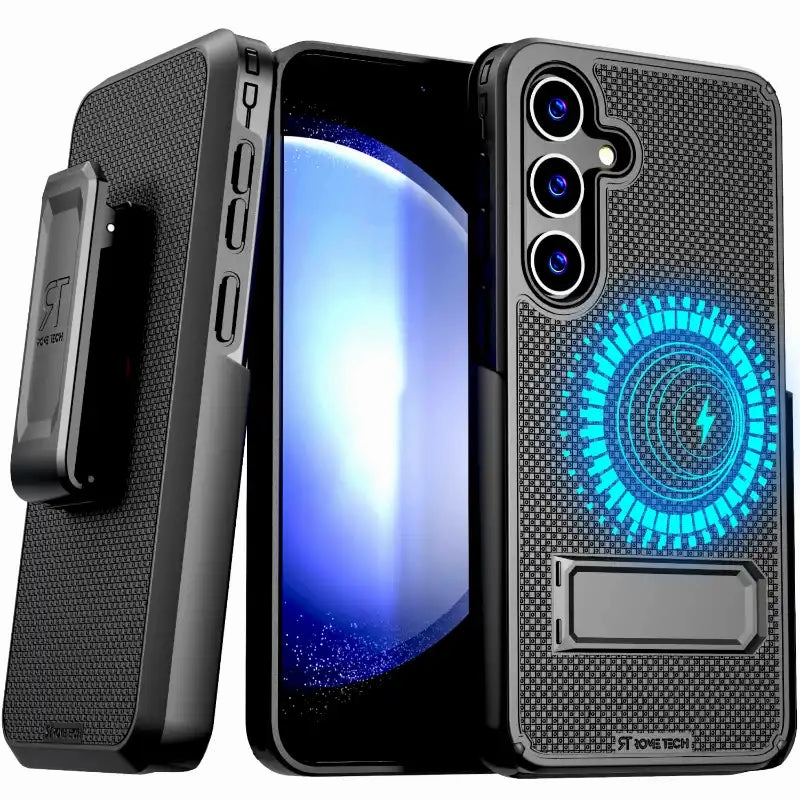 Samsung Galaxy S24 Magsafe Holster Phone Case With Belt Clip Light Design Rugged Pattern Design