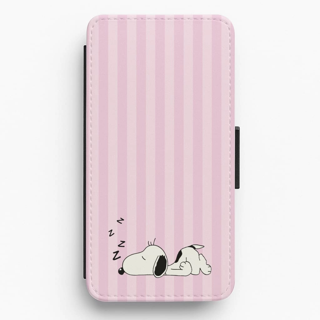 Scratch Guard Pastel Stripes Cartoon Beagle Flip / Wallet Phone Case