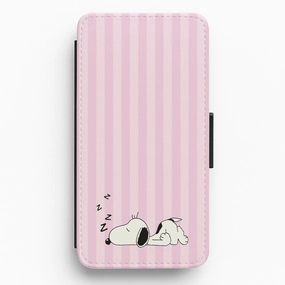 Scratch Guard Pastel Stripes Cartoon Beagle Flip / Wallet Phone Case