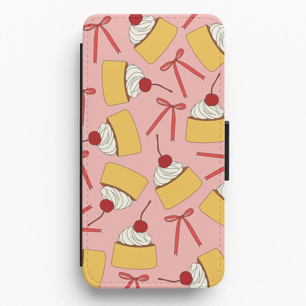 Vivid Coloration Coquette Bows And Pudding Pattern Flip / Wallet Phone Case