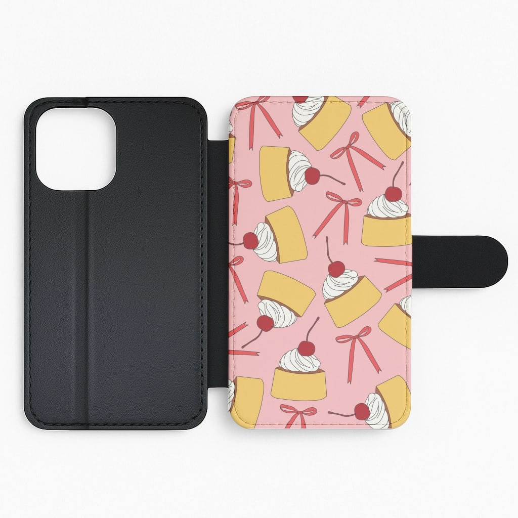 Coquette Bows And Pudding Pattern Flip / Wallet Phone Case Elegant Pattern Design