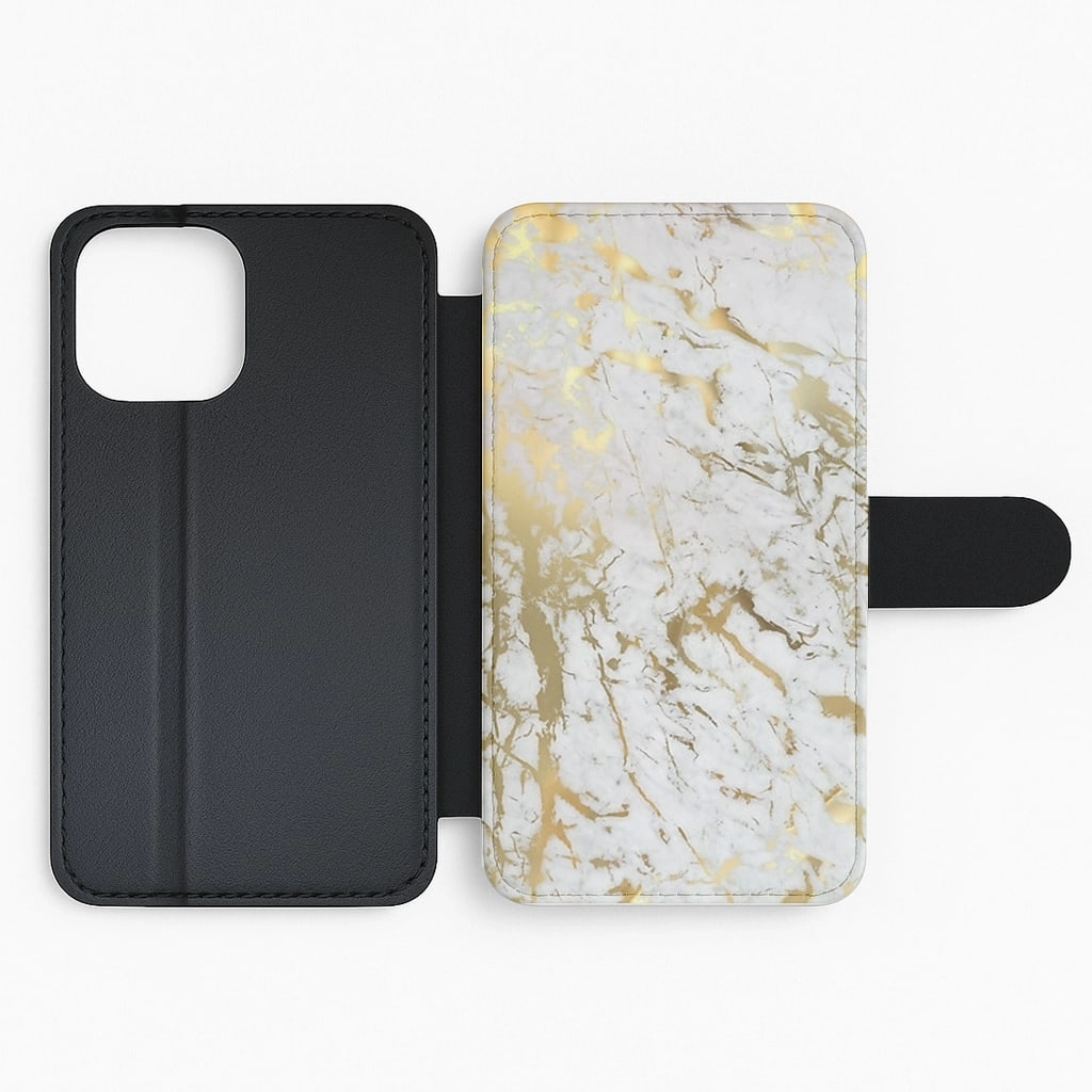 Flexible Protection Light Design Gold Marble Splatter Flip / Wallet Phone Case