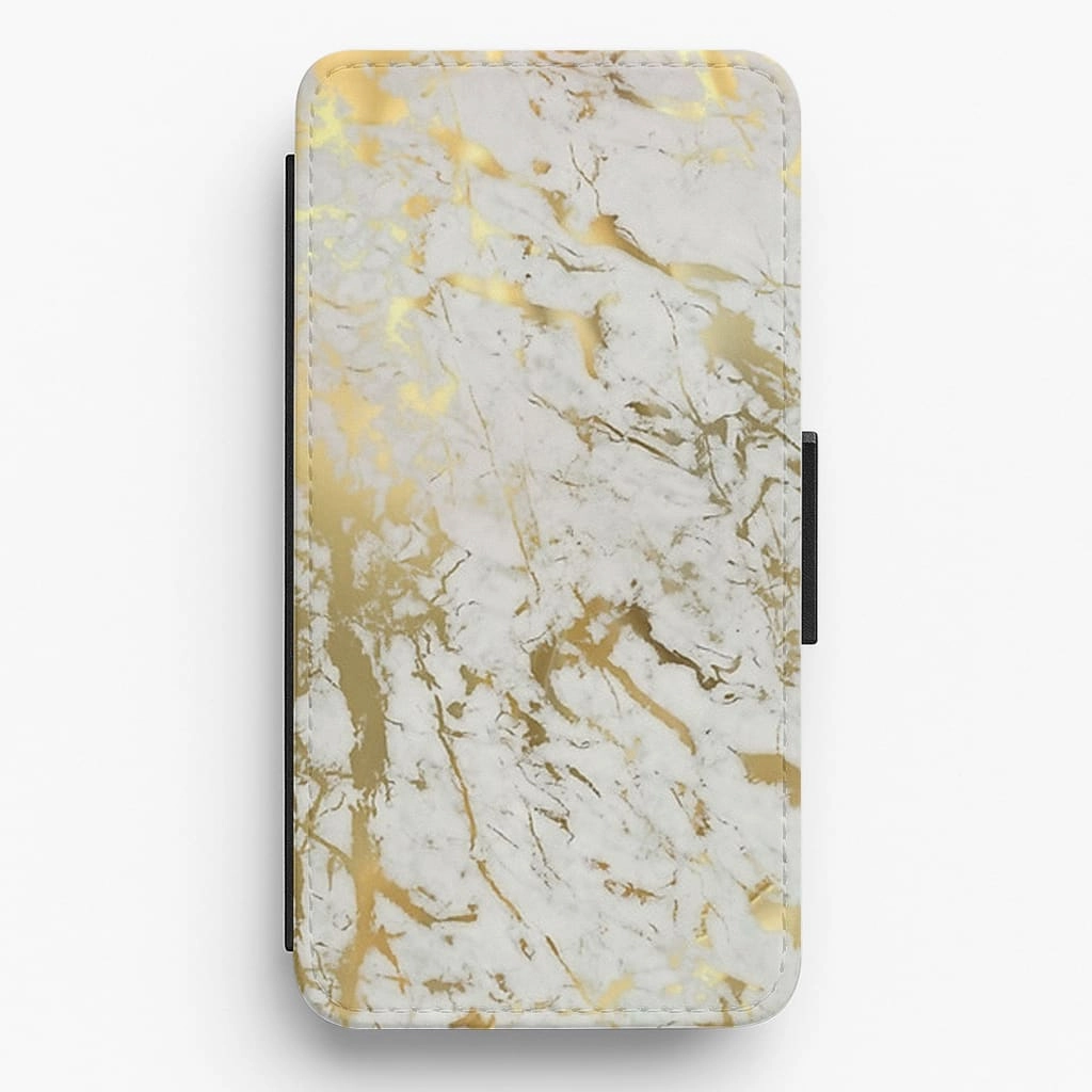 Subtle Touch Modern Build Gold Marble Splatter Flip / Wallet Phone Case