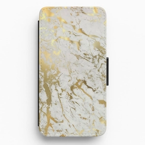 Subtle Touch Modern Build Gold Marble Splatter Flip / Wallet Phone Case