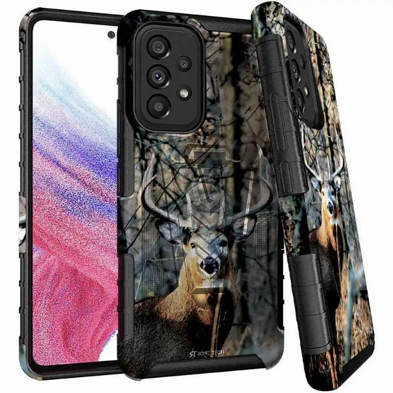 Rugged Texture Samsung Galaxy A53 5G Dual-Layer Holster Case with Kickstand