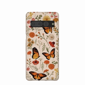 Hybrid Material Seashell Monarch Butterfly Google Pixel 7 Pro Case