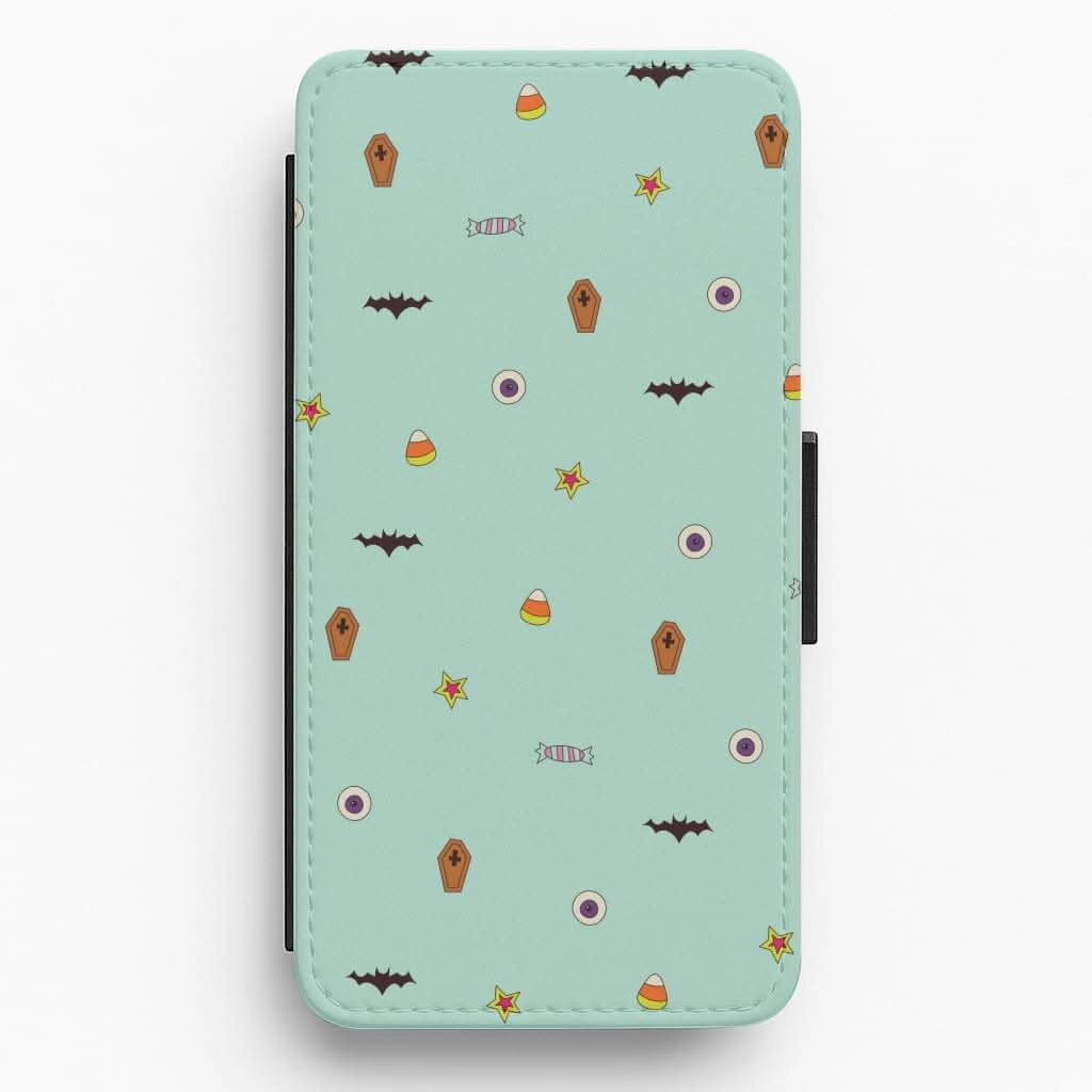 Minature Halloween Cartoons Pattern Flip / Wallet Phone Case Minimal Form