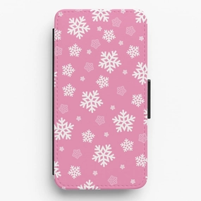 Snow Pink Pattern Flip / Wallet Phone Case Hybrid Grip Finish Colorful Design