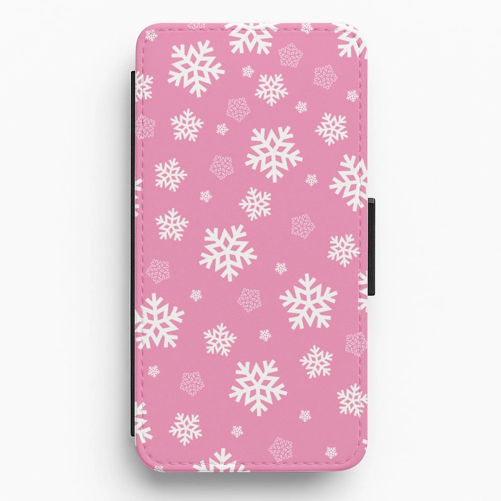 Snow Pink Pattern Flip / Wallet Phone Case Hybrid Grip Finish Colorful Design