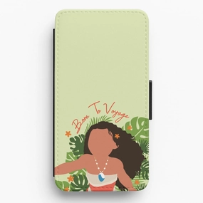 Smooth Surface Layer Matte Feel Texture Born To Voyage Flip / Wallet Phone Case