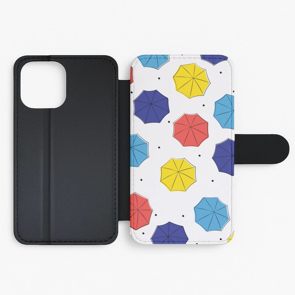 Colourful Umbrellas Pattern Flip / Wallet Phone Case Anti Scratch Layer