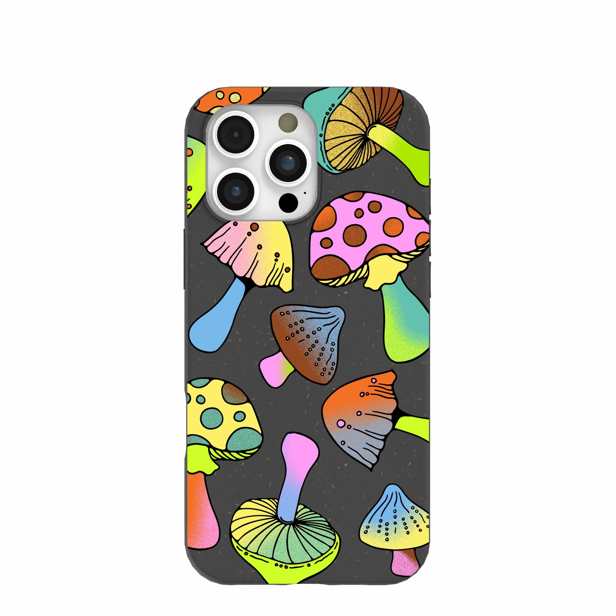 Hybrid Pattern Design Compact Shape Black Mushroom Party iPhone 16 Pro Max Case