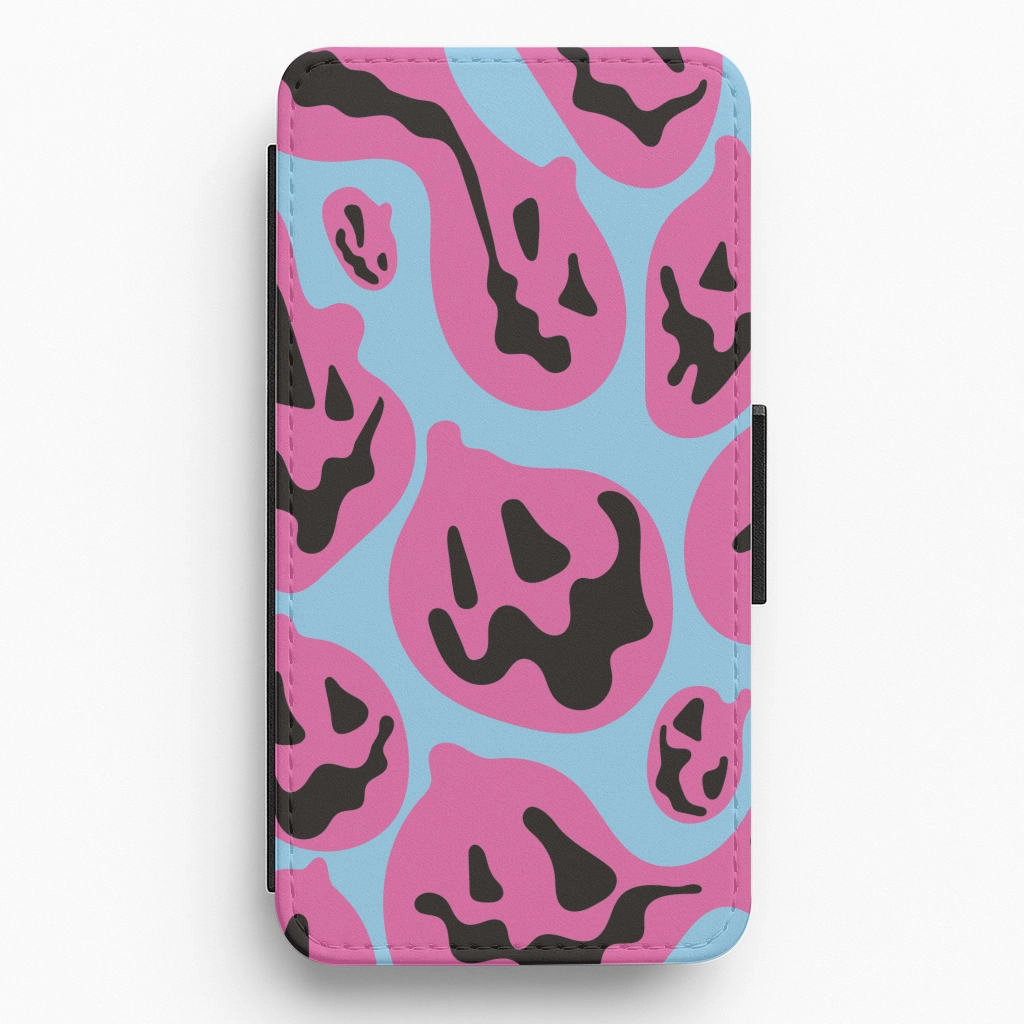 Pumpkin Blue Pattern Flip / Wallet Phone Case Stylish grip Hybrid Edge